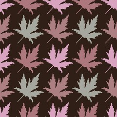 Fototapeta na wymiar Autumn cartoon doodle seamless maple leaves pattern for wrapping paper and clothes print and kids