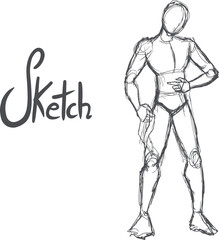 Sketch body man draw