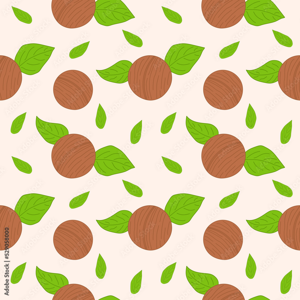 Poster macadamia seamless pattern. macadamia seamless background for print. nut pattern. vector illustratio