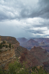 View from the South Rim and storm clouds over the Grand Canyon National Park, Arizona, USA