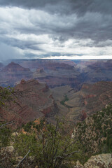 View from the South Rim and storm clouds over the Grand Canyon National Park, Arizona, USA