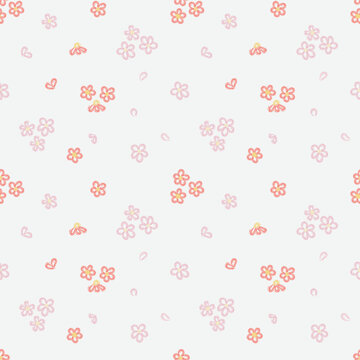 Floral background. Simple seamless pattern with flowers in pastel colors.