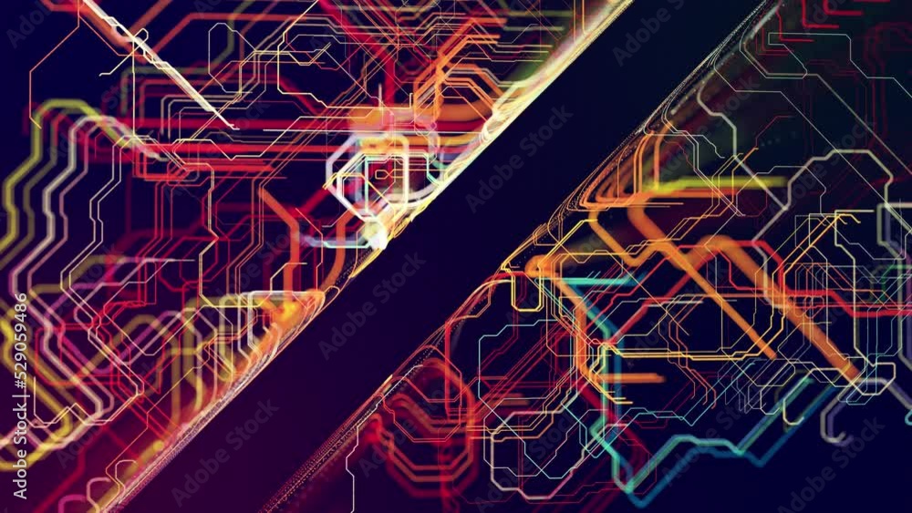 Aufkleber info concept lines, nodes, copy space. vj loop hologram abstract background sci fi theme, informatio