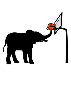 Basketball spielender Elefant Silhouette 