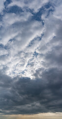 Fantastic soft thunderclouds, sky panorama