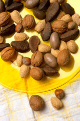 High angle view of assorted nuts