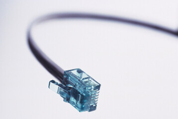 Close-up of a network connection plug