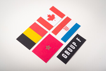 Group F, World Cup Qatar 2022, Belgium, Canada, Morocco and Croatia flags