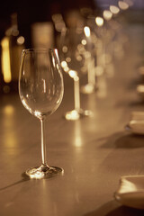 Glasses in a row on a bar