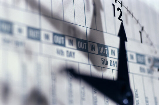 Close-up of a time clock machine