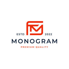 Naklejka premium Monogram Initial Letter FM MF Logo Design. Business Initial Icon Vector