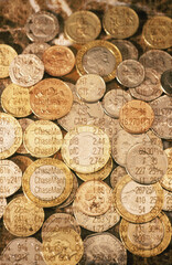 Coins with stock data superimposed