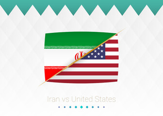 National football team Iran vs United States. Soccer 2022 match versus icon.