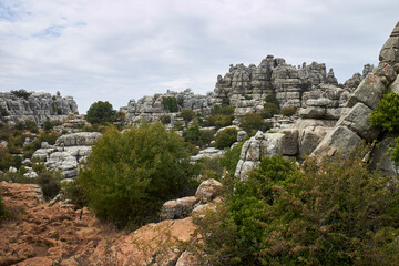 Fototapeta na wymiar panoramic scene of the torcal de antequera, province of malaga, spain