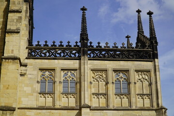 Minster, Cathedral Church of Münster. Details of the facade of St. Paul Dome, Münster, North...