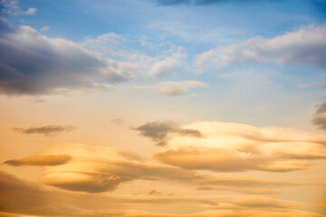 Naklejka na ściany i meble Blue sky and clouds , at sunset