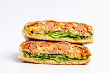 hotdog snack pressed with sausage fast food