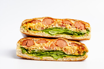 hotdog snack pressed with sausage fast food