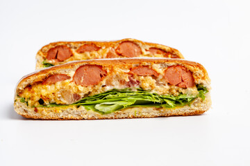 hotdog snack pressed with sausage fast food