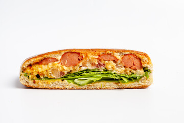 hotdog snack pressed with sausage fast food