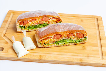 hotdog snack pressed with sausage fast food