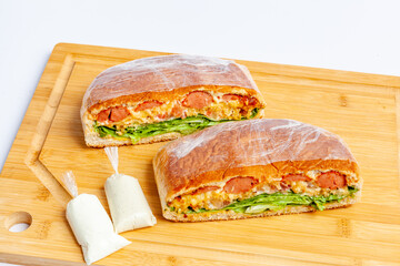 hotdog snack pressed with sausage fast food