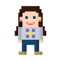 smile woman pixel 8 bit