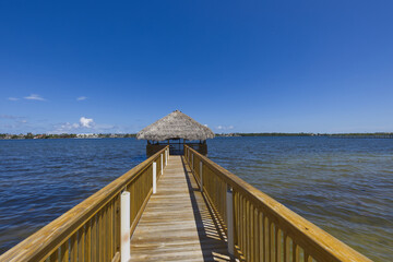 Tiki bar overlooking the water 