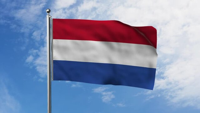 Flag of Netherlands with Sky Background
