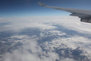 Fototapeta na wymiar View of Earth during transatlantic flight