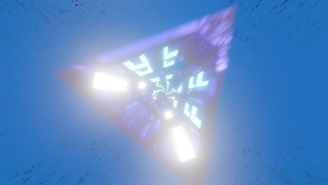Abstract high speed tornado looping and illuminated ionic blue Sci-fi graphic background, Procedural Sci-fi triangle looping and tornado objects, illuminated ionic blue triangle looping.