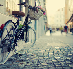 atmothfere   street background with bicycle in old city center in Lisboa