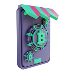 3D illustration Bitcoin shop suitable for cryptocurrency