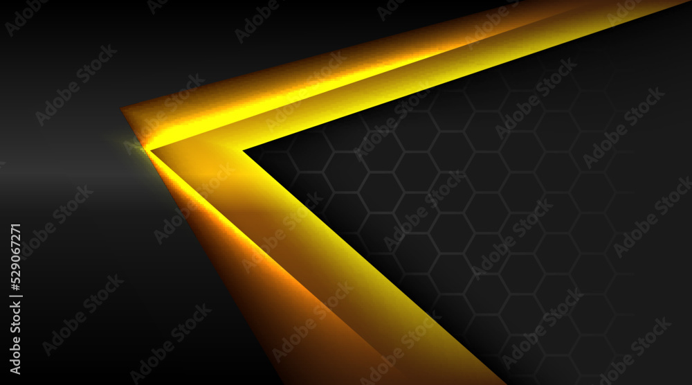 Poster paper dark gold lighting lines overlapping on hexagon pattern abstract template premium background l