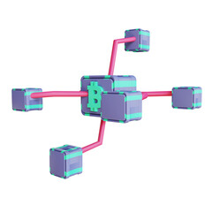 3D illustration Bitcoin chain suitable for cryptocurrency