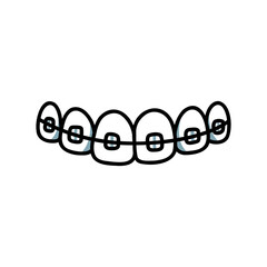 braces doodle icon, vector color line illustration