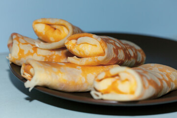 Сheese pancakes . Tasty breakfast on weekend