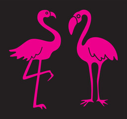  Vector Pink flamingo - vector illustration