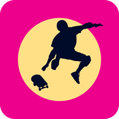 Vector illustration, silhouette boy with skateboard