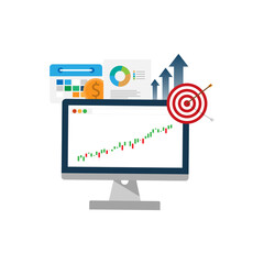 vector illustration long term investment, time investing, success takes time, growth profit, financial innvesting, candle stick graph, goal investment