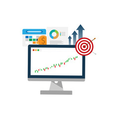 vector illustration long term investment, time investing, success takes time, growth profit, financial innvesting, candle stick graph, goal investment