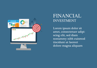 vector illustration long term investment, time investing, success takes time, growth profit, financial innvesting, candle stick graph, goal investment