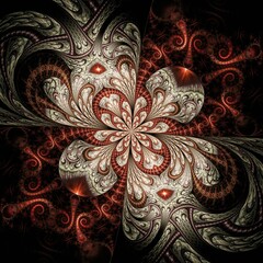 Symmetrical fractal flower, digital artwork for creative graphic