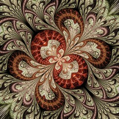 Symmetrical fractal flower, digital artwork for creative graphic