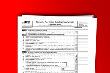 Form 8911 documentation published IRS USA 44198. American tax document on colored