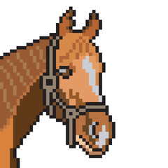 Obraz premium Horse head with pixel art on white background.