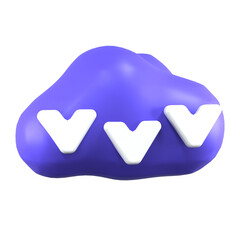 3d render blue cloud download minimalist icon