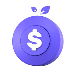 3d render blue money tree minimalist icon