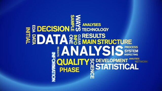4k Data Analysis Animated Tag Word Cloud;Text Design big data Animation typography seamless loop.