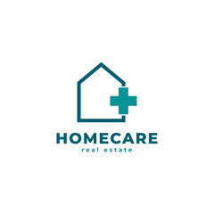 Hospital Logo. House with Cross Plus Sign Combination for Healthcare and Medical Logos